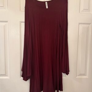 Zenana Outfitters Burgundy Long Sleeve Dress